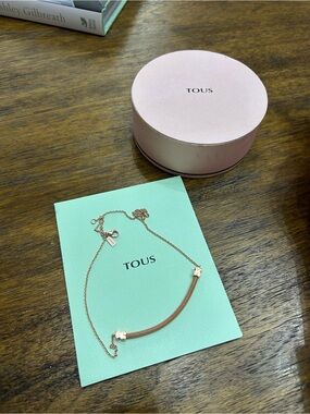 TOUS Rose Gold Tone Necklace with Pink Accents